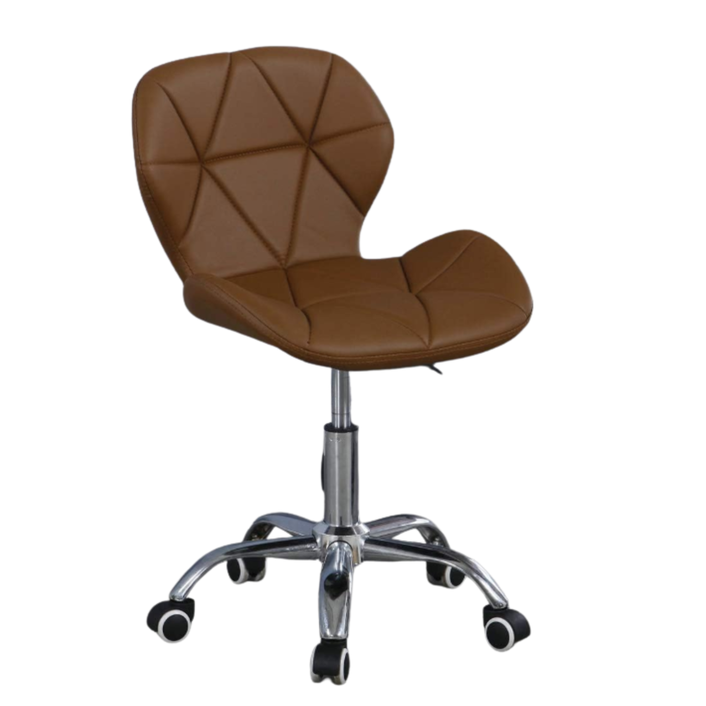Brown office chair with a geometric backrest on a white background
