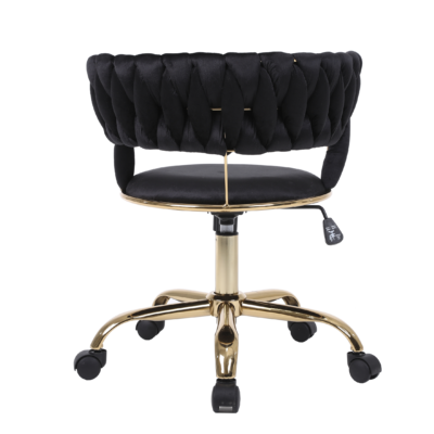Black office chair with gold base on a white background