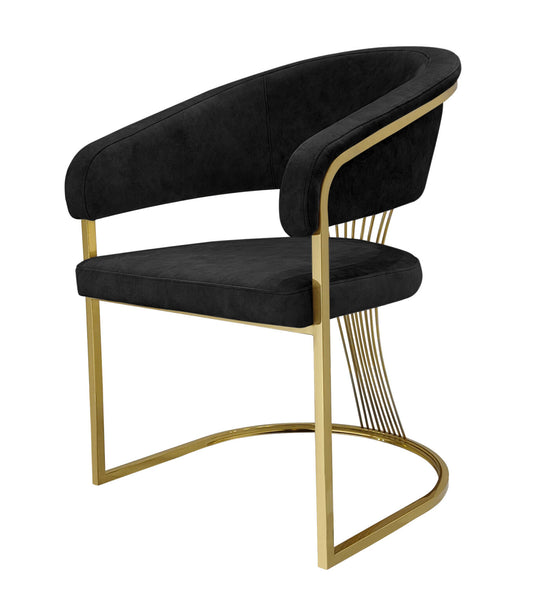 Porado Chair - Velvet - Elegant Gold Metal Frame Tub Chair