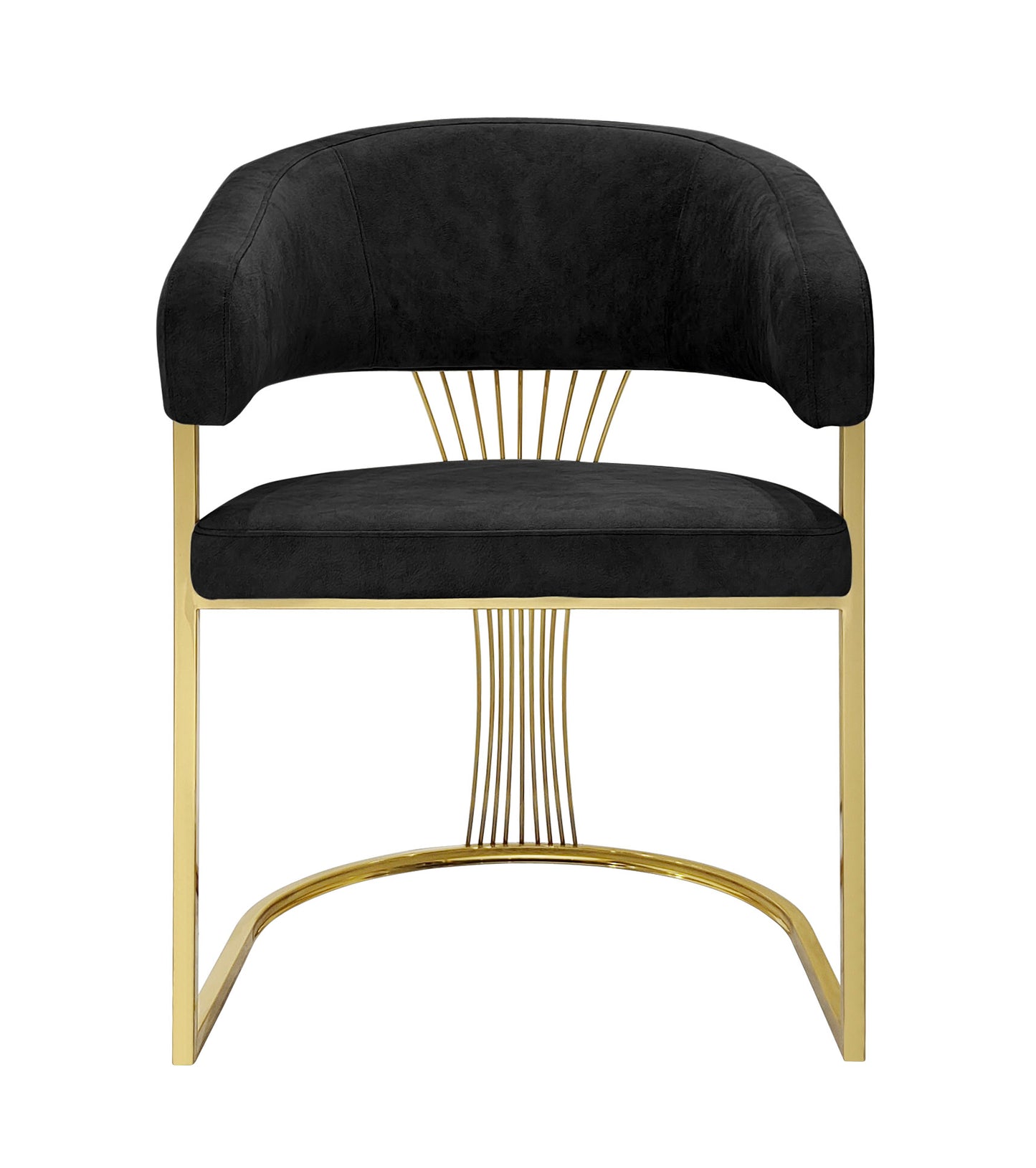 Porado Chair - Velvet - Elegant Gold Metal Frame Tub Chair