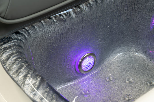 Pedicure Chair ASPA Platinum - Black Armrest - Silver Bowl B2