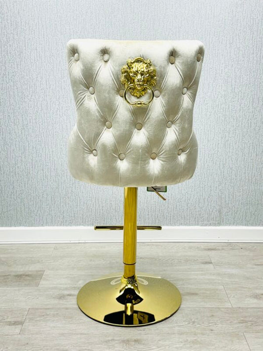 Salon Chair Breakfast Stools Gold With Lion Knocker