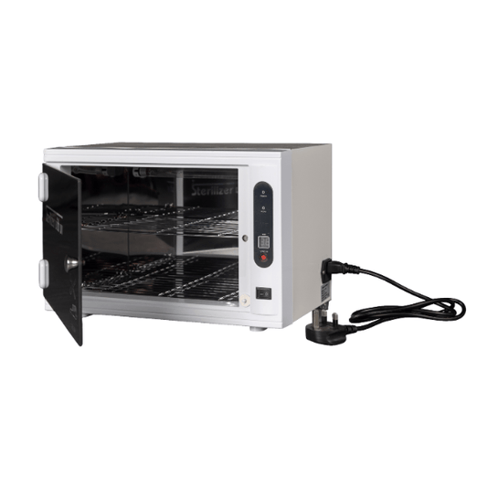 Commercial oven with open door on a white background