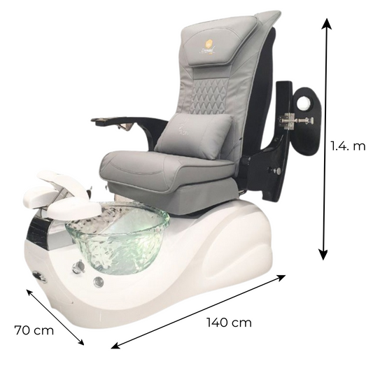 Pedicure Chair ASPA Diamond - White Base - Black Armrest