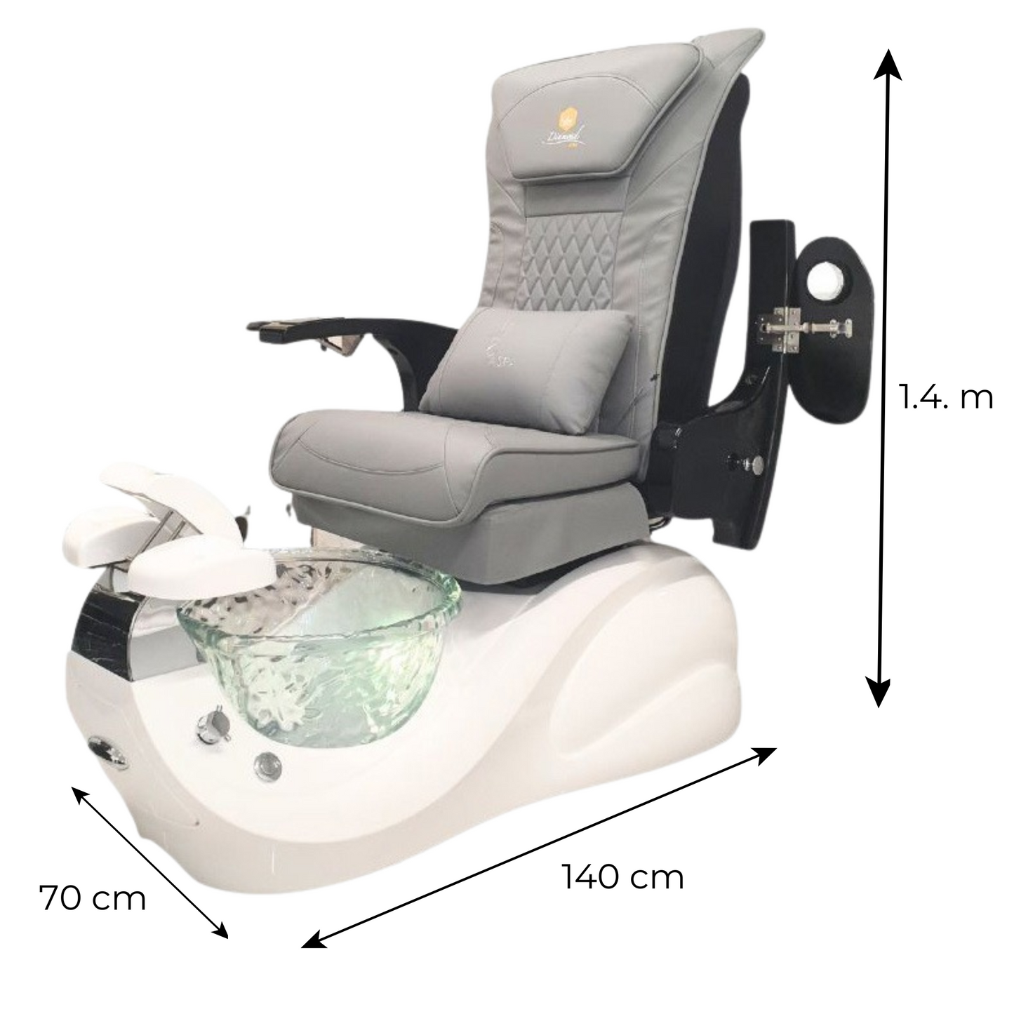 Pedicure Chair ASPA Diamond - Gold Base - Black Armrest