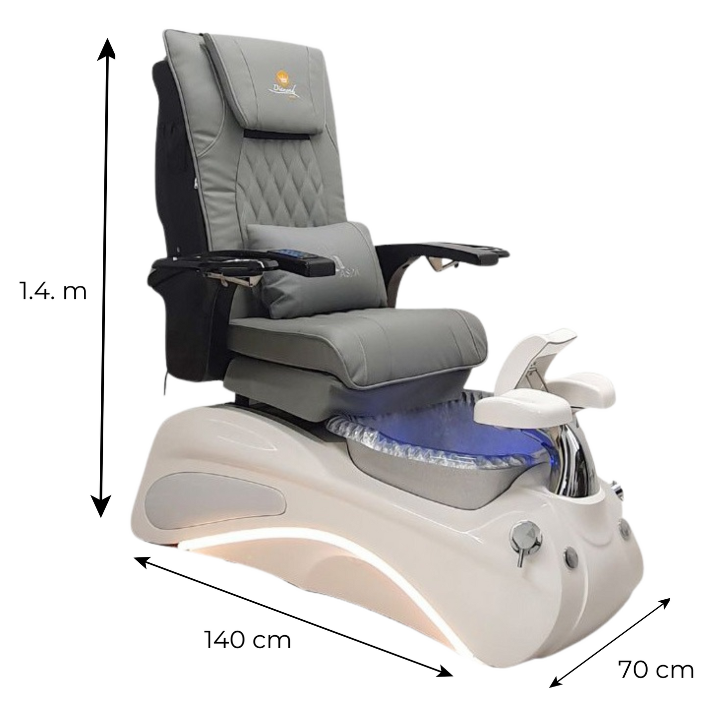 Ghế làm Pedicure ASPA Platinum - Tay vịn đen - Bát bạc B2