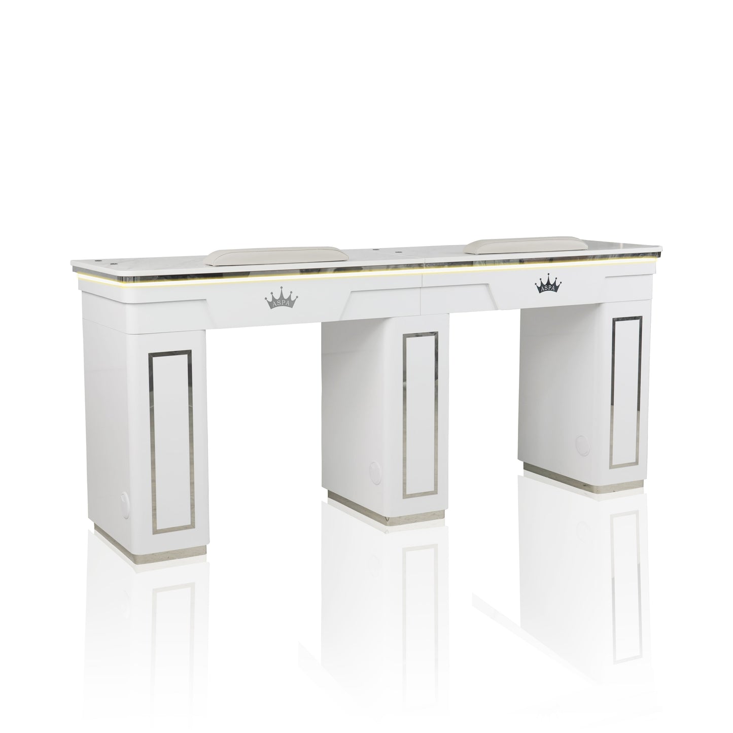 Nail Table - Diamond Manicure Table - Double Station 180 cm - Silver detailing