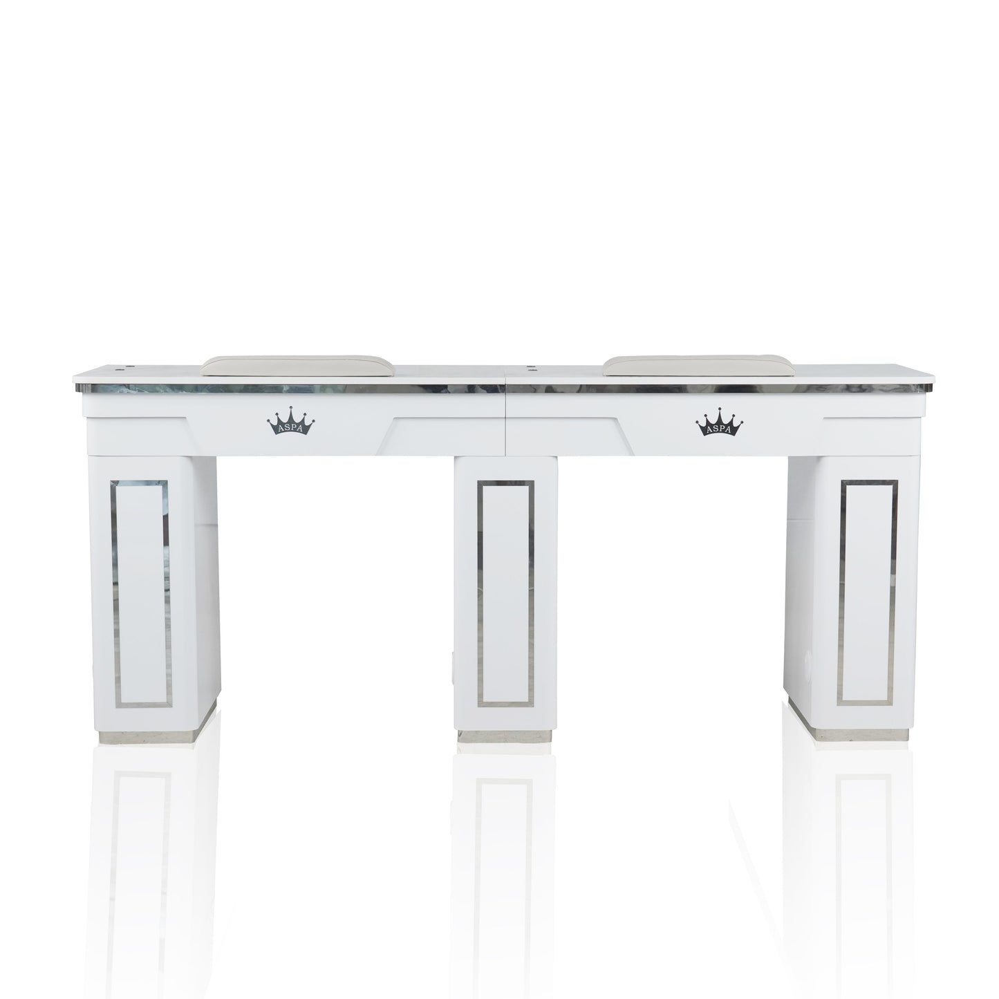 Nail Table - Diamond Manicure Table - Double Station 180 cm - Silver detailing