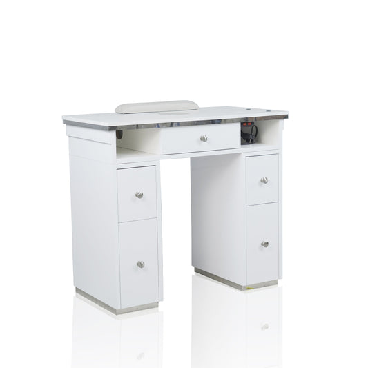 Nail Table - Diamond Manicure Table - Single Station 90 cm - Silver detailing