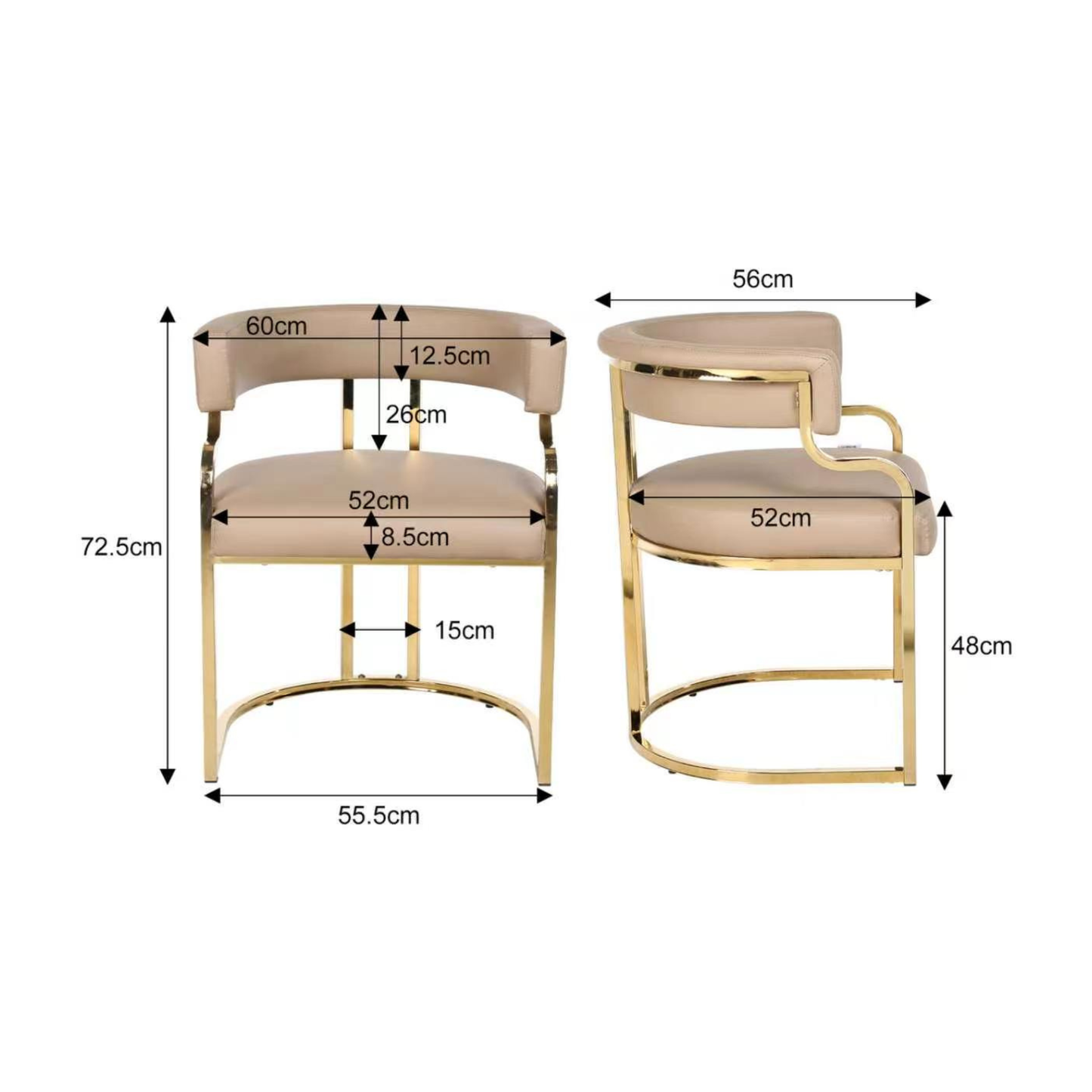 Bella Customer Chair Gold Frame Leg