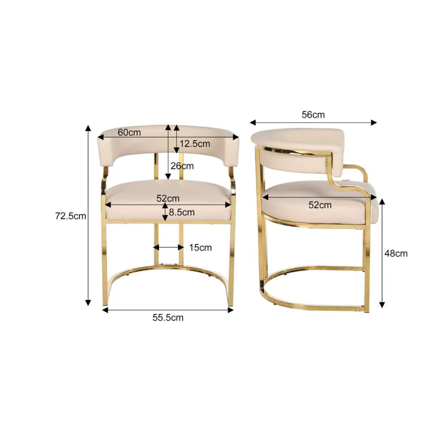 Bella Customer Chair Gold Frame Leg