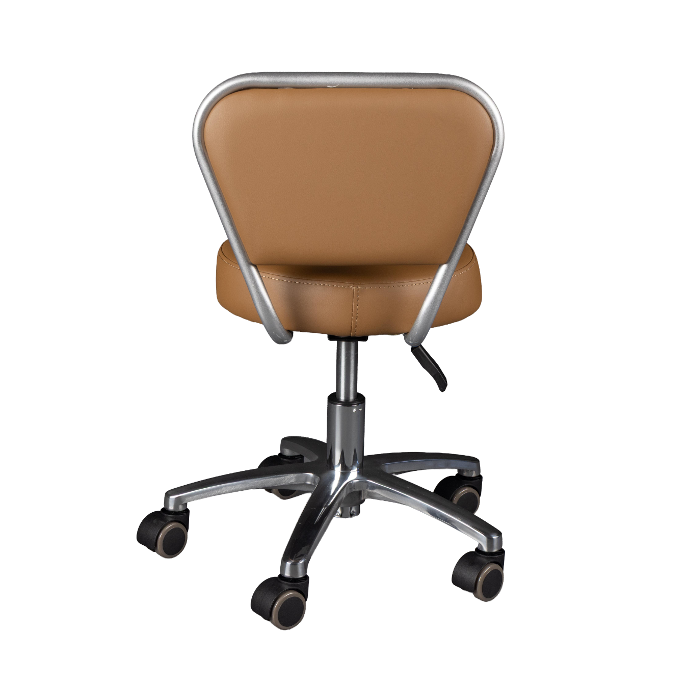 Brown office chair with metal frame on a white background