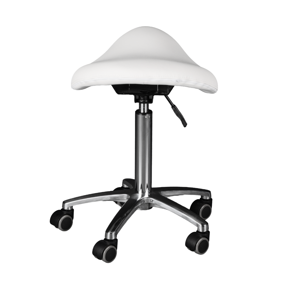 White stool with a swivel base on a white background