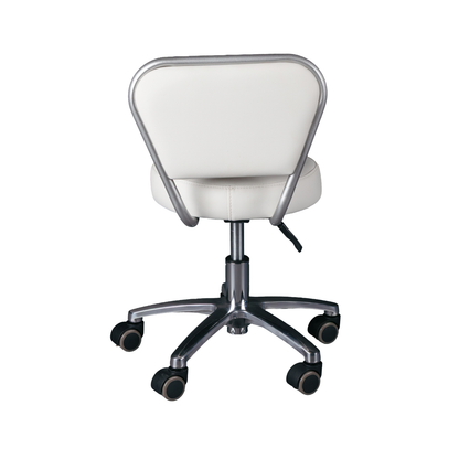 White office chair with a chrome base on a white background