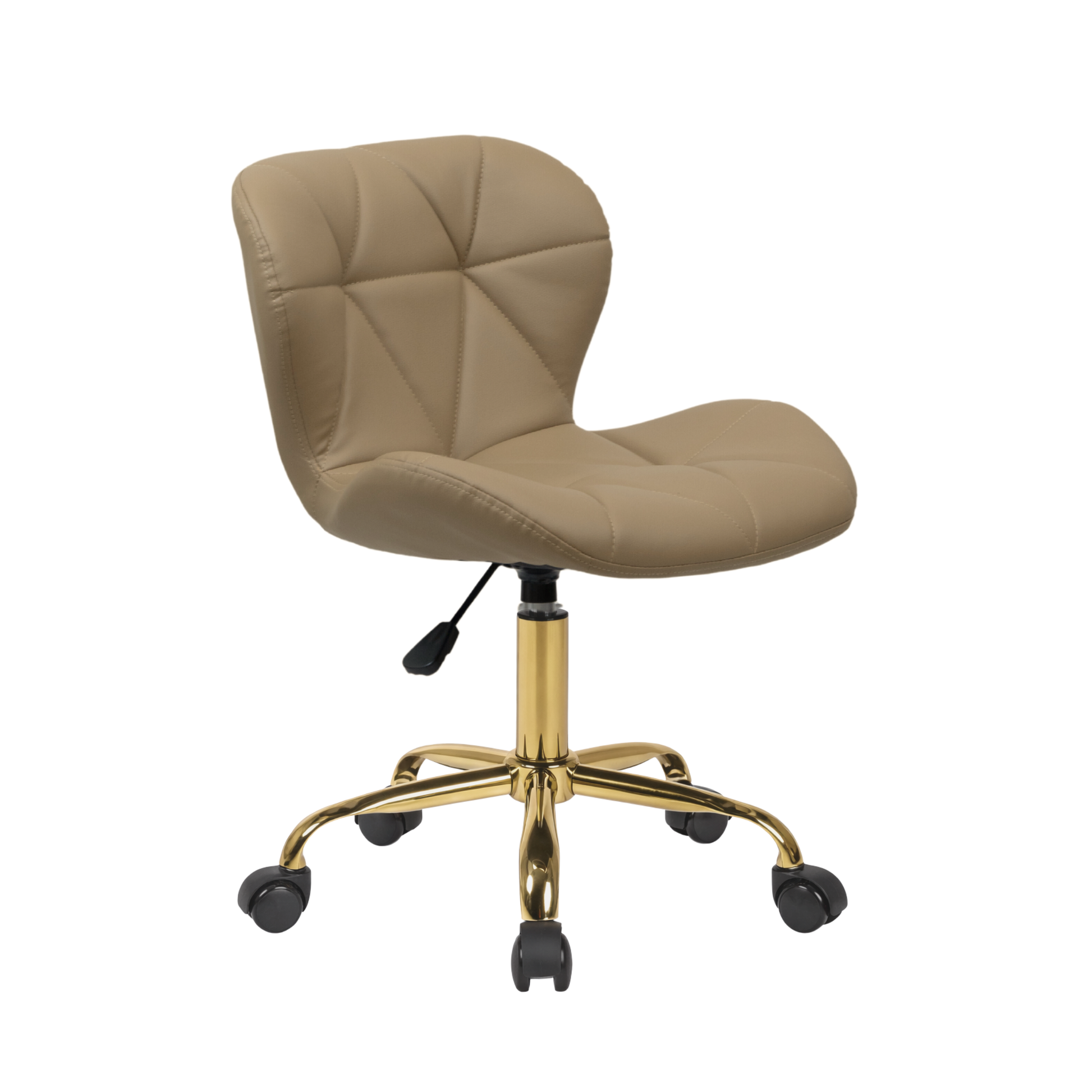 Beige office chair with gold base on a white background