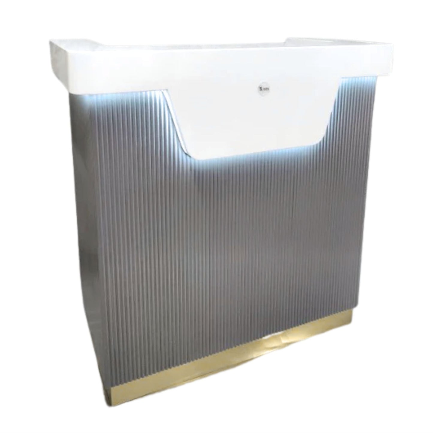 Valentino Reception Desk: Grey, Cream, Olive Gold