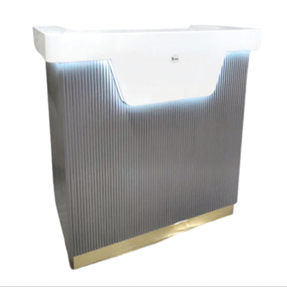 Valentino Reception Desk: Grey, Cream, Olive Gold