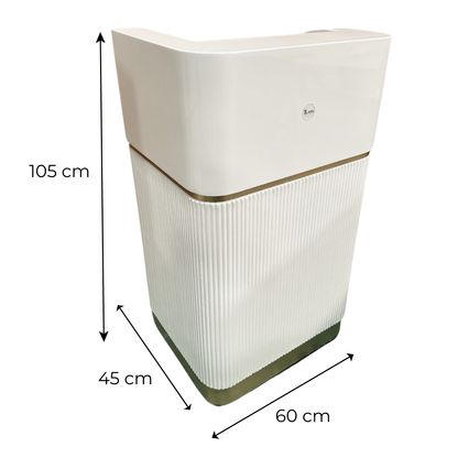 Reception table with dimensions labeled on a white background