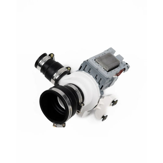 Camera lens assembly on a white background