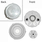 Top-down view of a white light fixture showing front and back views on a white background.