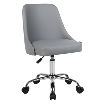 Gray office chair with chrome base on a white background