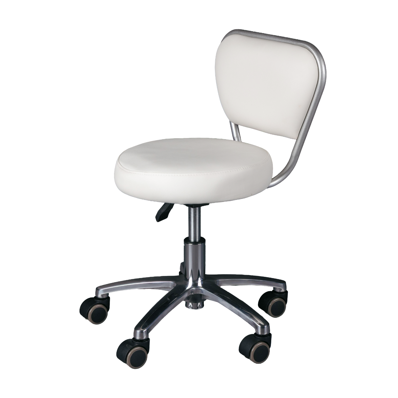 White office chair with a metal base on a white background