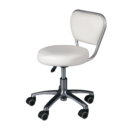 White office chair with a metal base on a white background