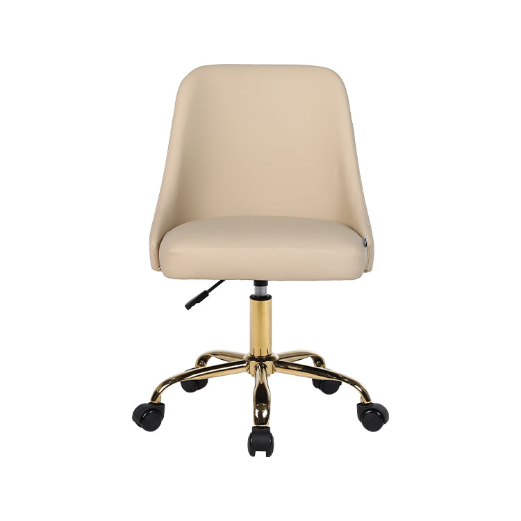 Cream office chair with gold metal base on a white background