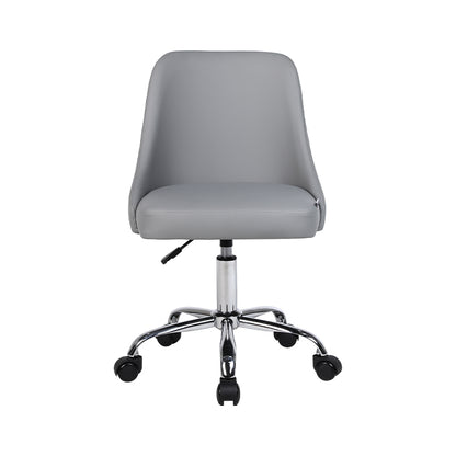 Gray office chair with a chrome base on a white background