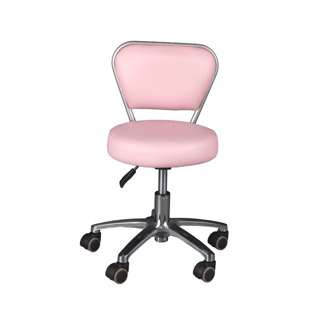Pink office chair with a white background