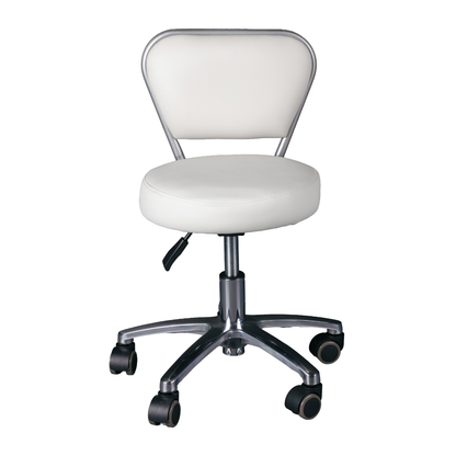 White office chair with a chrome base on a white background