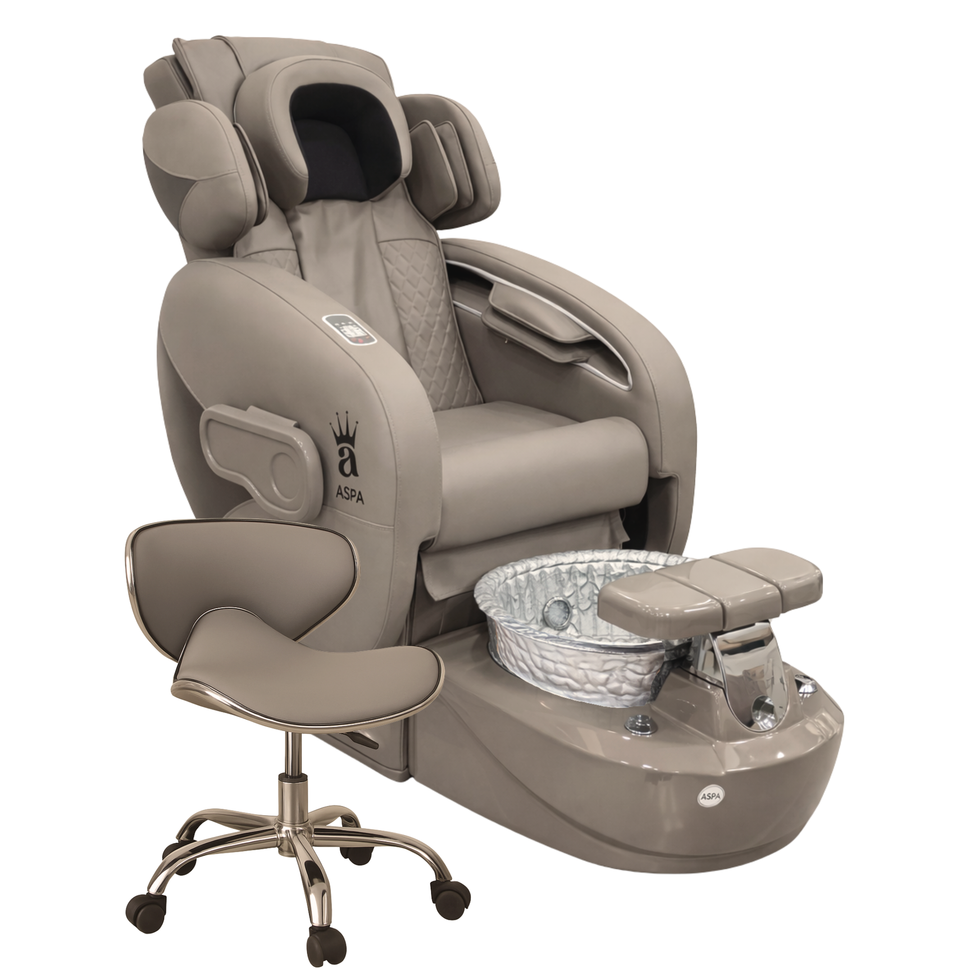 Grey Sandstone pedicure chair with a bowl on a white background