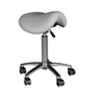 Grey leather saddle technician chair ergonomic