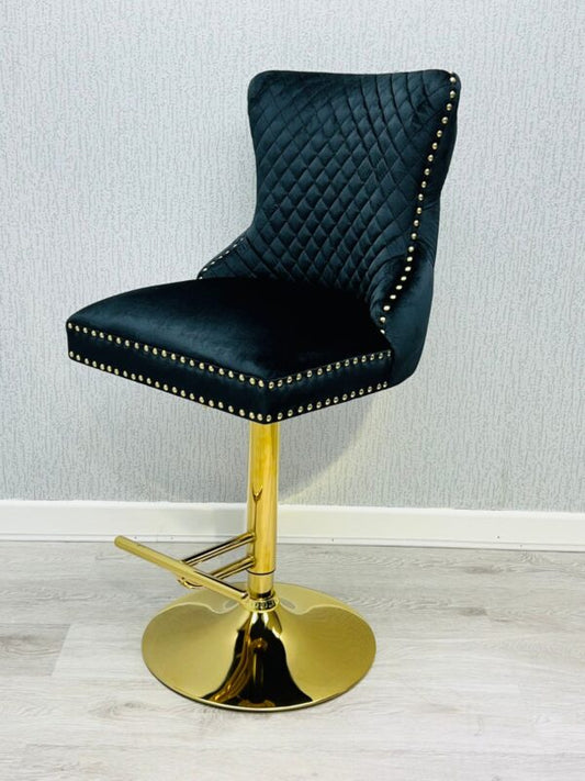 Salon Chair Breakfast Stools Gold With Lion Knocker