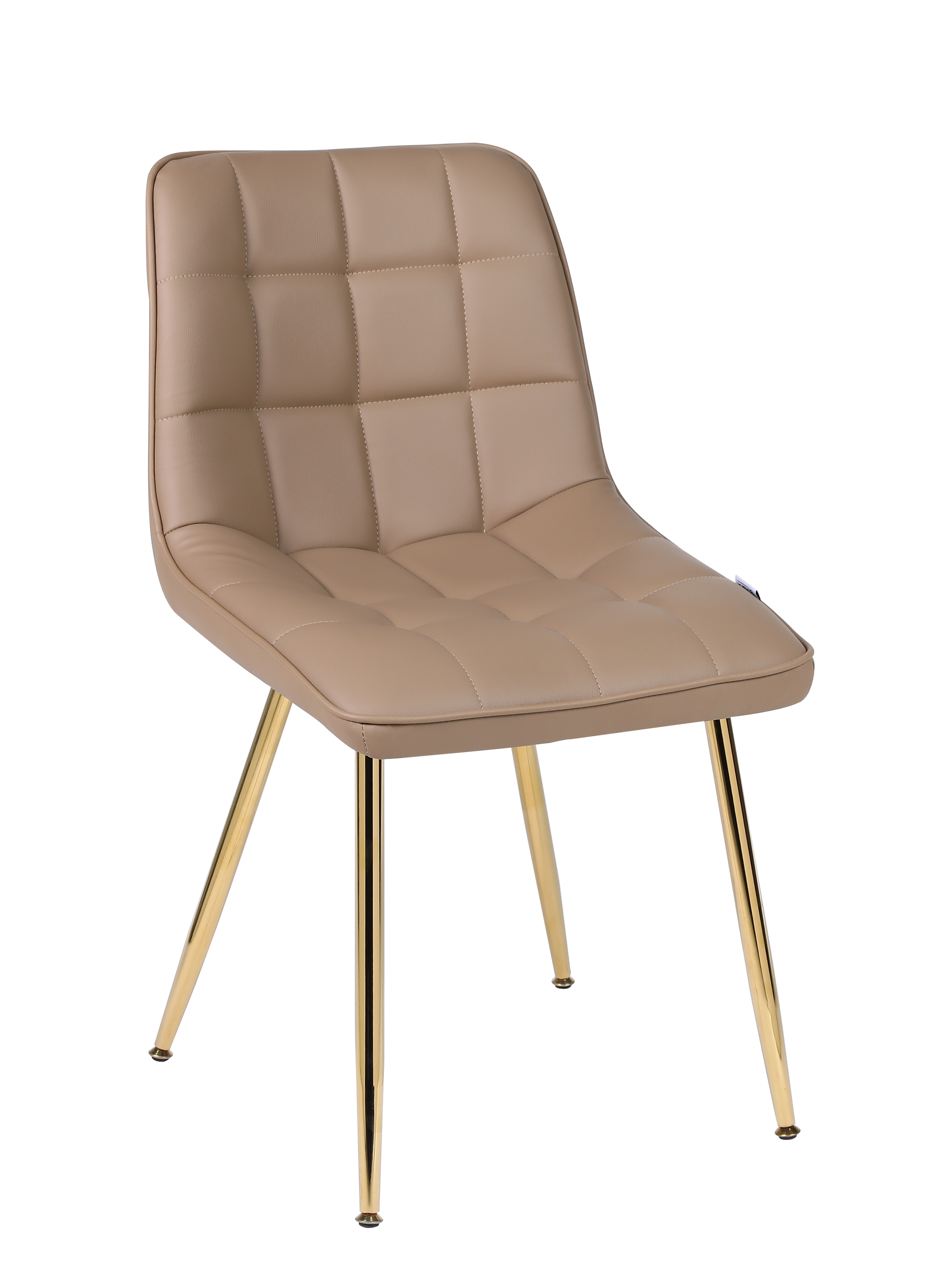 Beige chair with gold legs on a white background