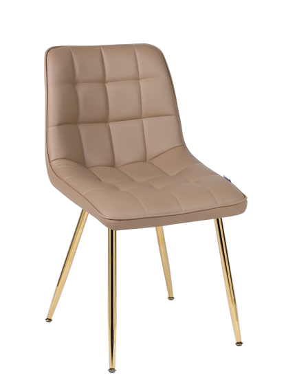 Beige chair with gold legs on a white background