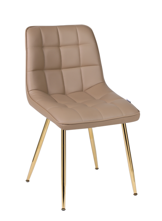 Beige chair with gold legs on a white background
