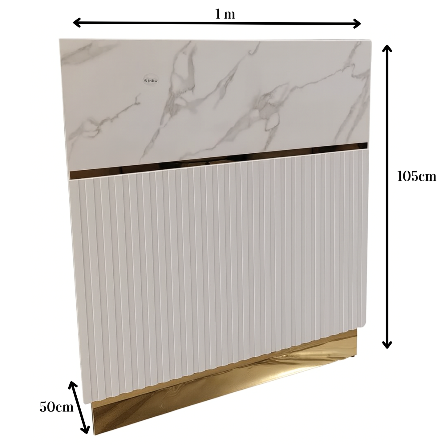 Marble-patterned panel with dimensions labeled on a white background