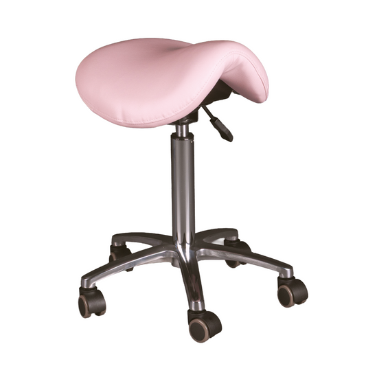 Pink leather saddle technician chair ergonomic 