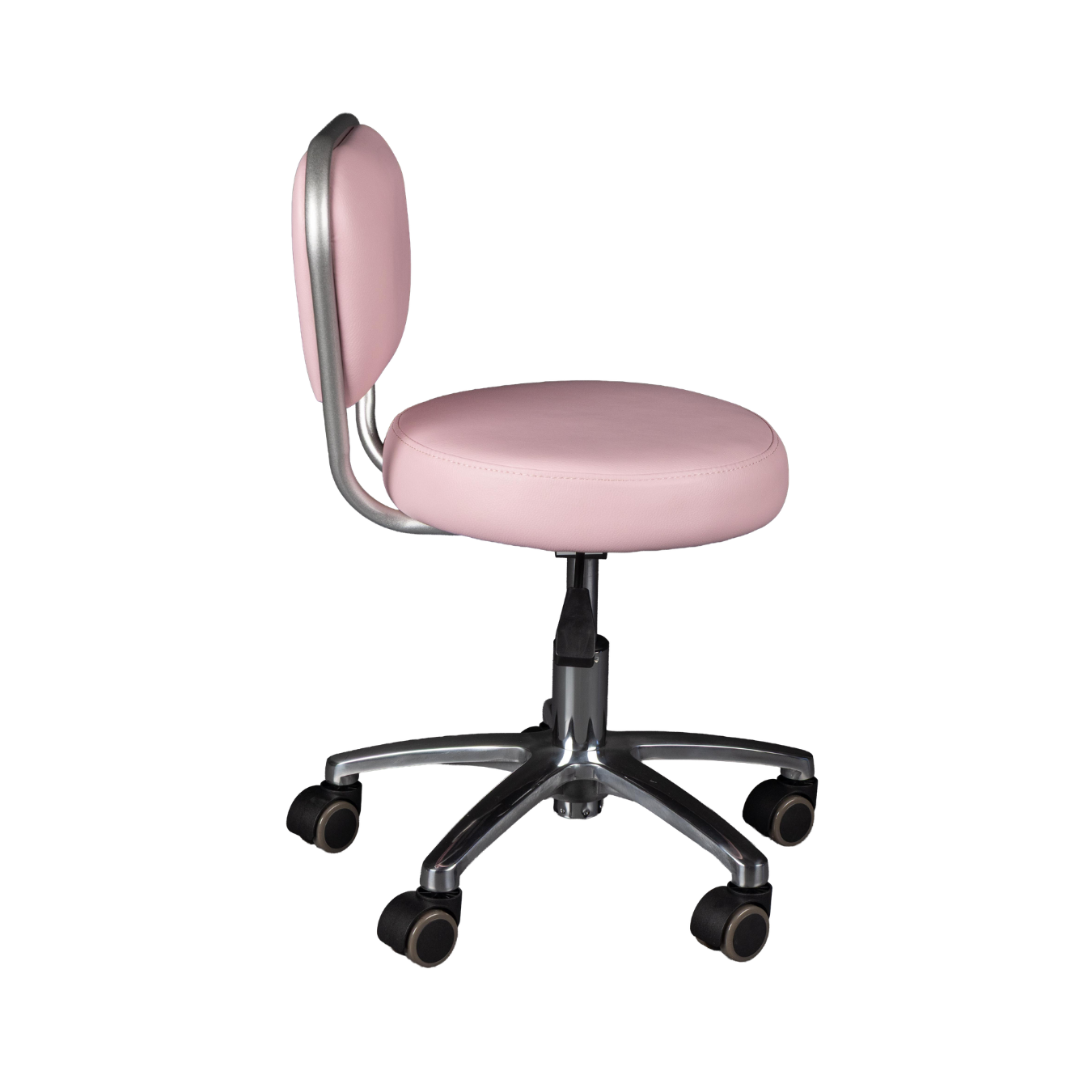Pink office chair with a white background