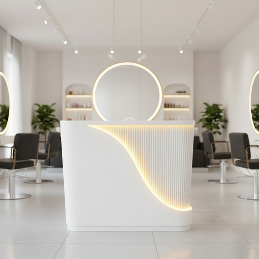White wall-mounted light fixture with gold accent on a white background