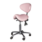 Pink saddle chair with adjustable backrest on a white background