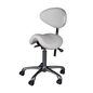Grey saddle chair with adjustable backrest on a white background