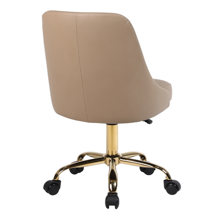 Beige office chair with gold base on a white background
