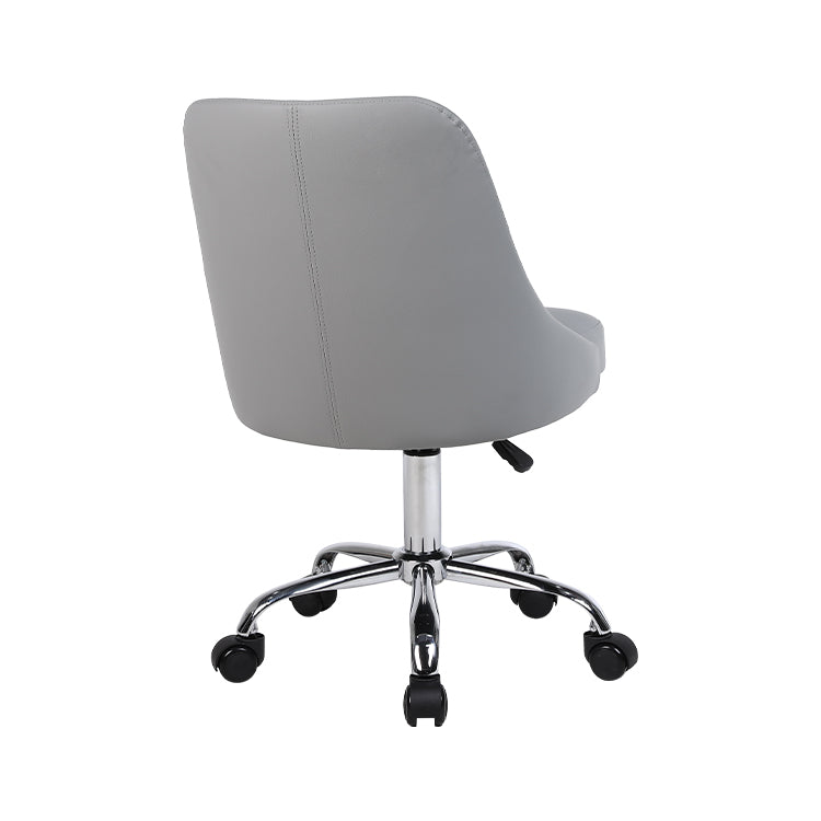 Gray office chair with a chrome base on a white background