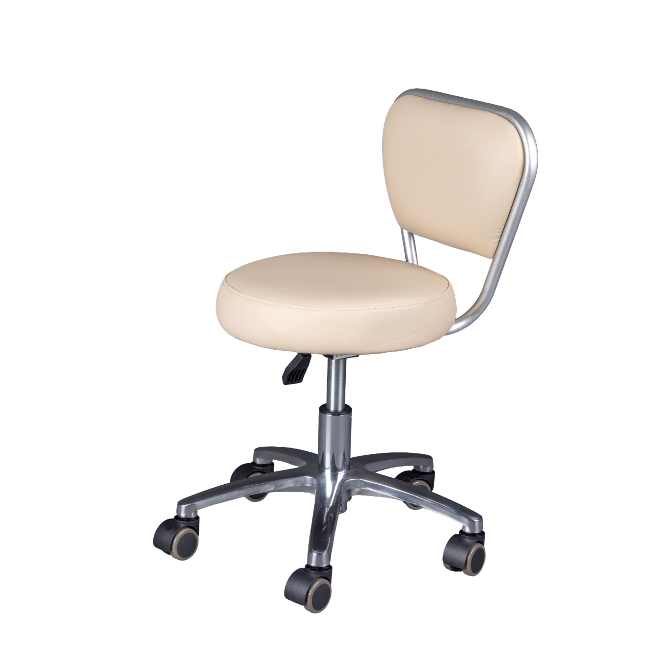 Beige office chair with metal frame on a white background