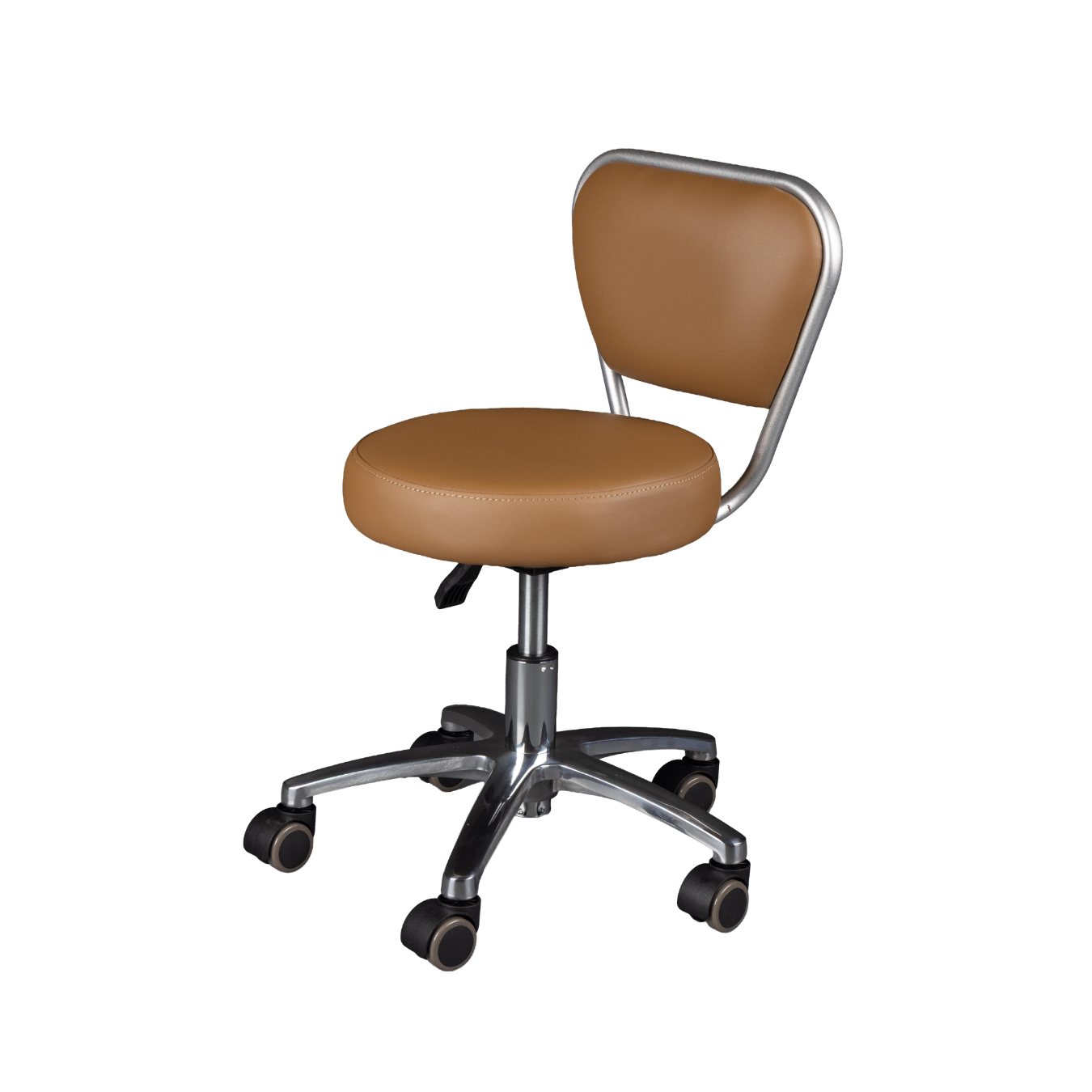 Brown office chair with wheels on a white background