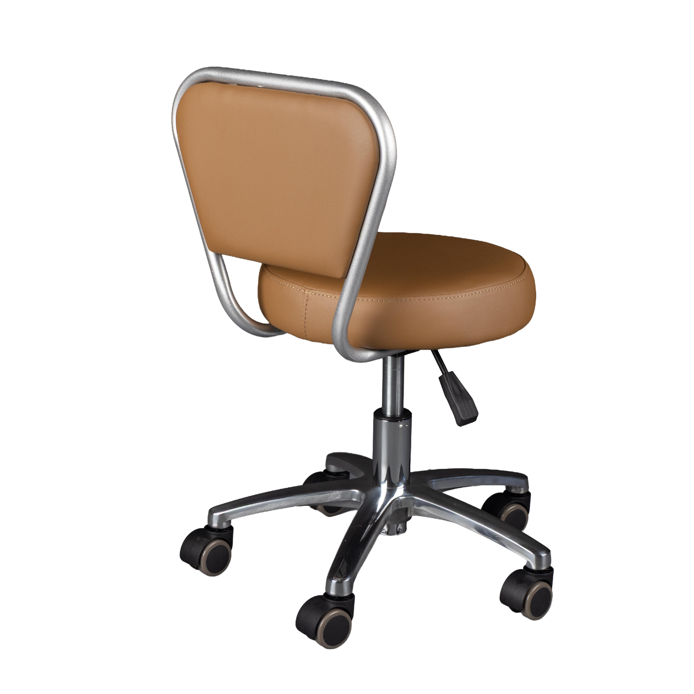 Brown office chair with a metal frame on a white background