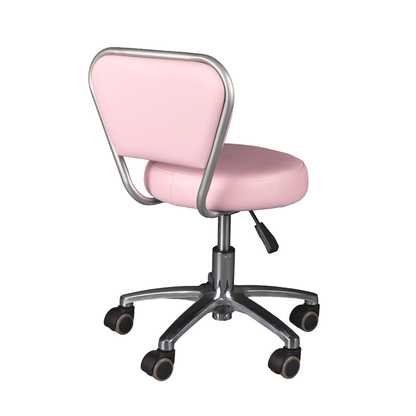 Pink office chair with a metal frame on a white background