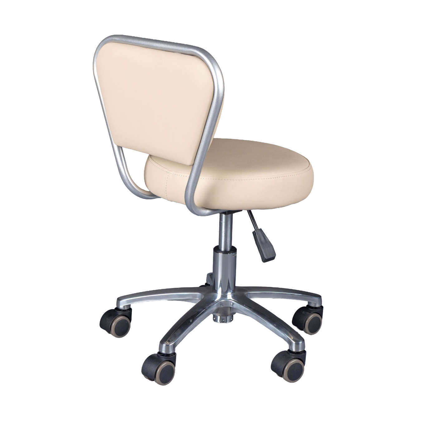 Beige office chair with a metal frame on a white background